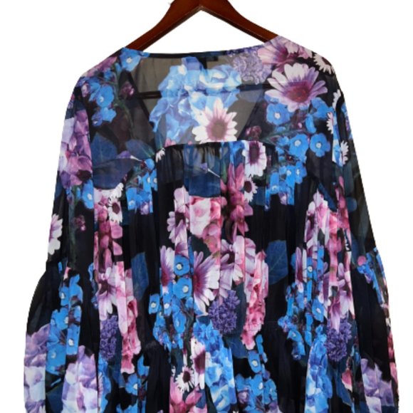 ADRIANNA PAPELL WOMEN'S FLORAL PULL OVER TOP  16 -18 - Picture 2 of 3